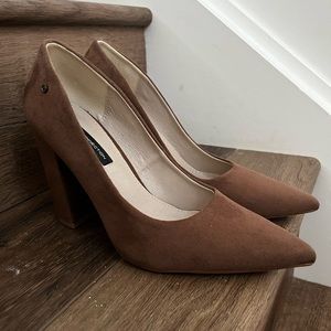 Brown suede heels